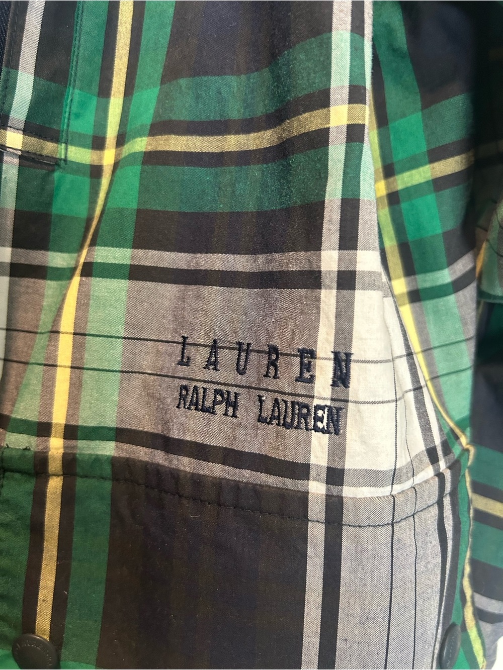 Lauren Ralph Lauren Green Plaid Hooded Raincoat Jacket - Picture 6 of 7